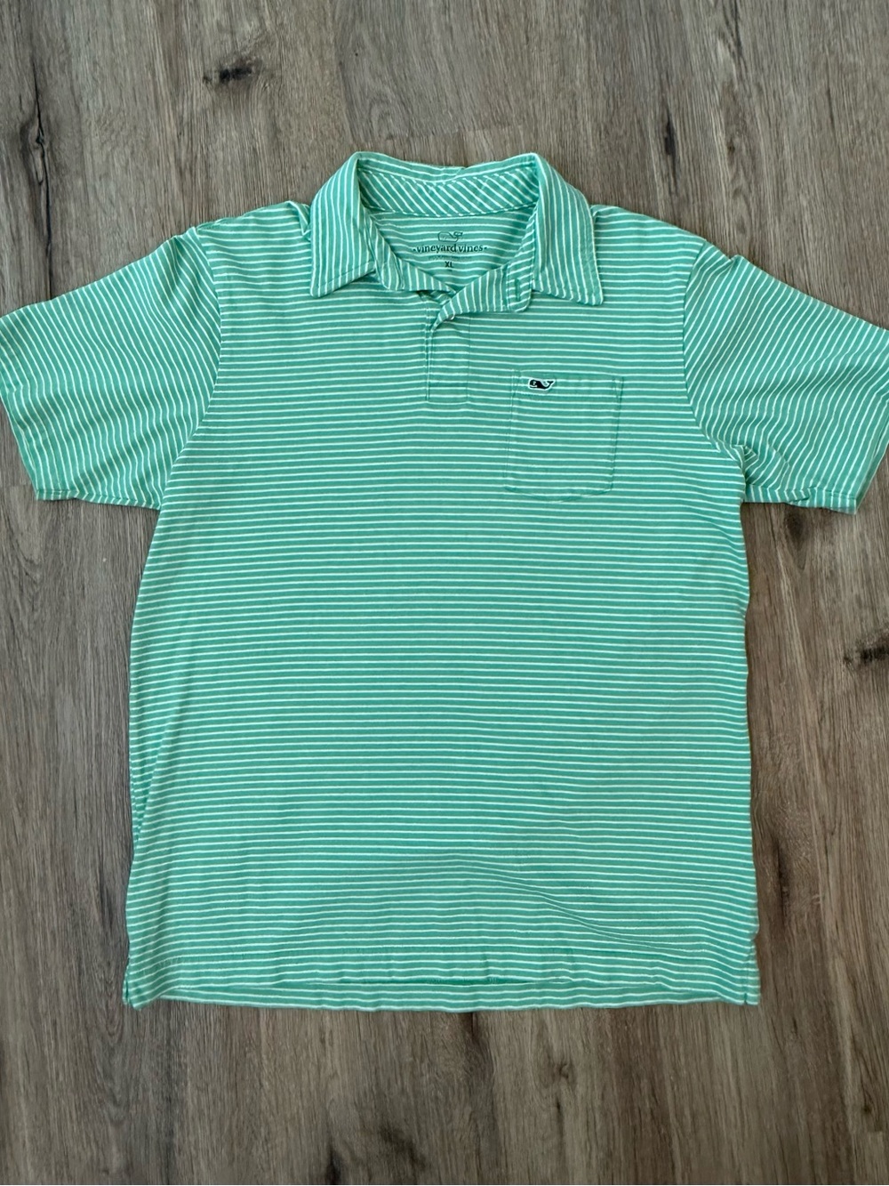 Vineyard Vines Boys XL 18 Striped Polo - Mint & White